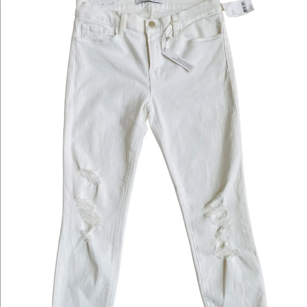 NWT $178 J Brand Cropped Skinny Jeans in Demented Distressfrd White Wash Sz 28 - Picture 7 of 7